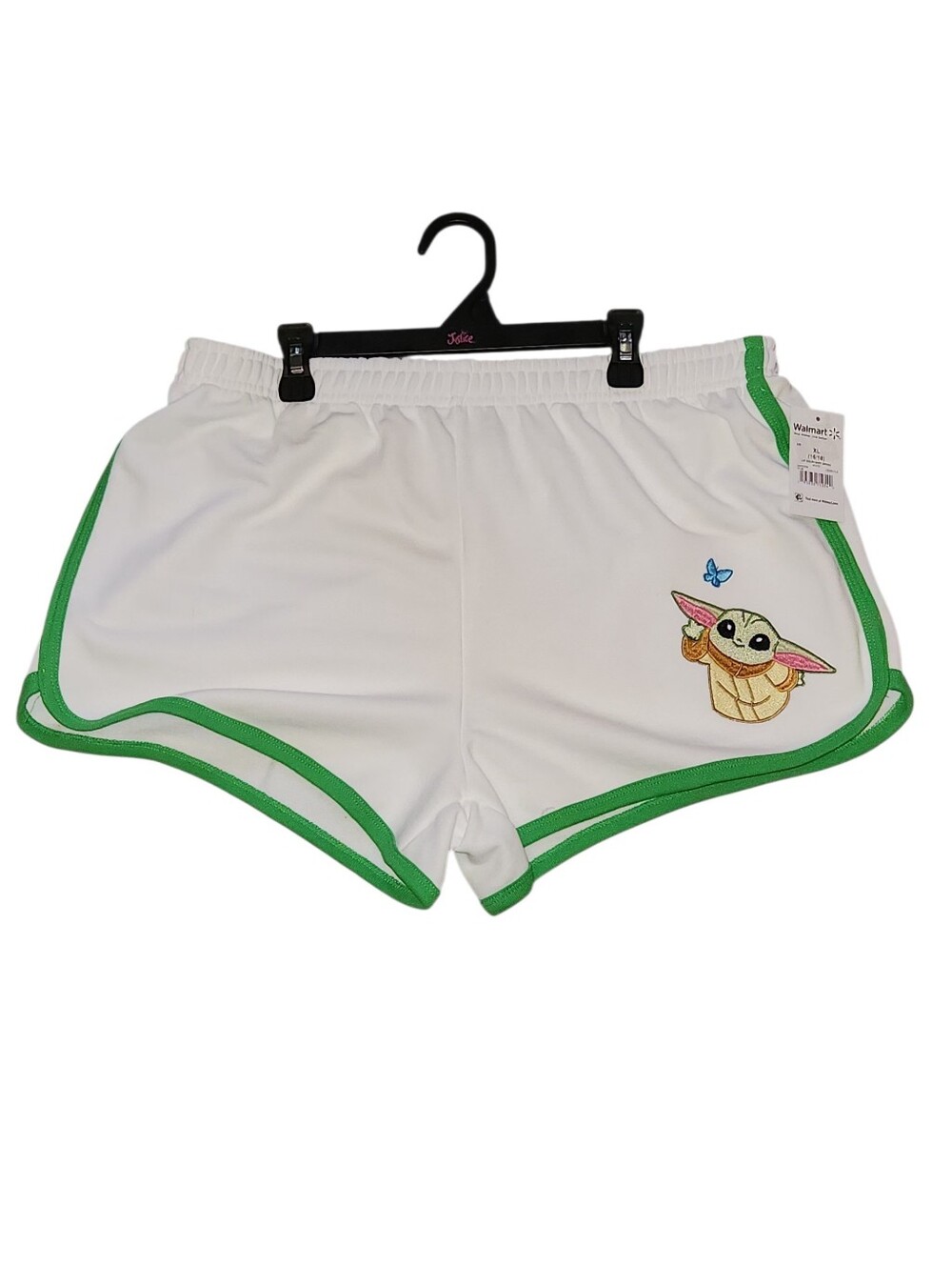 Star Wars White and Green Women's Dolphin Shorts with Baby Yoda Embroidery